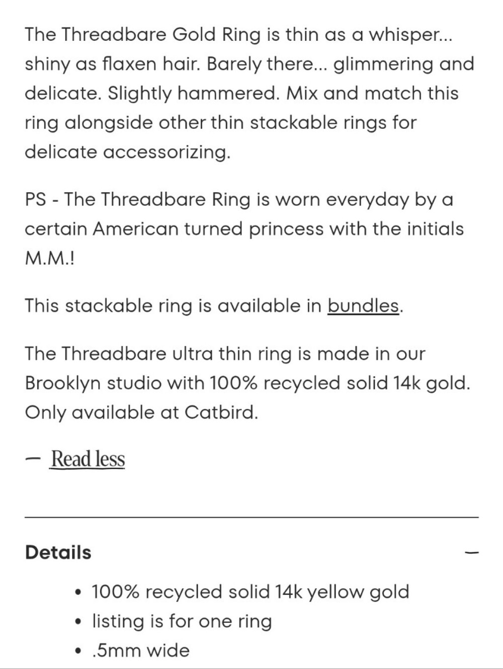 Catbird ROSE GOLD Threadbare Ring, Size 7 - Picture 8 of 8